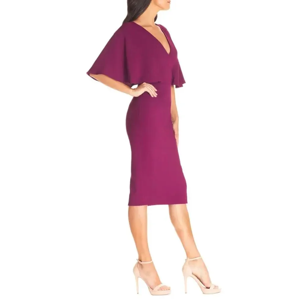 Dress the Population Open Back Midi Dress Plum Purple Size Small NEW